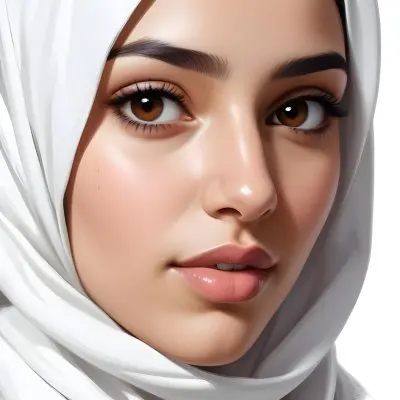 A Middle Eastern Woman 22 Years Old Light Skin Brown Eyes Wearing A White Hijab In A White Background 15 041f