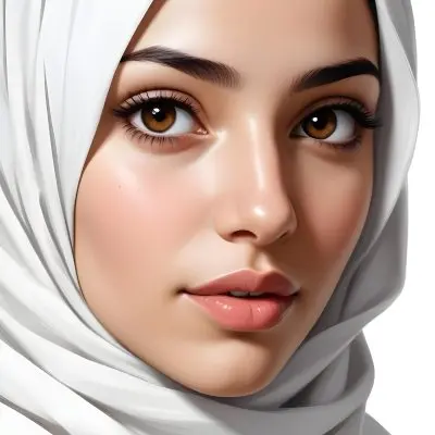 A Middle Eastern Woman 22 Years Old Light Skin Brown Eyes Wearing A White Hijab In A White Background 29 7679