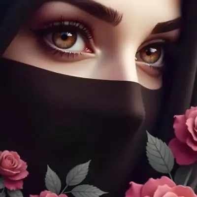 A Middle Eastern Woman 25 Years Old With Red Eyes And Black Hijab Red Roses In The Foreground Dark Background 16 4ac7