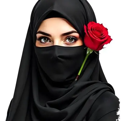 A Muslim Woman 22 Years Old Light Skin With A Red Hijab And A Red Rose On The Side Studio Shot 14 3b65