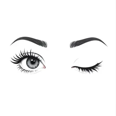 A Pair Of Eyes One Open And One Closed With Long Eyelashes And Defined Eyebrows In A Minimalist Style Isolated On A White Background 1 5970