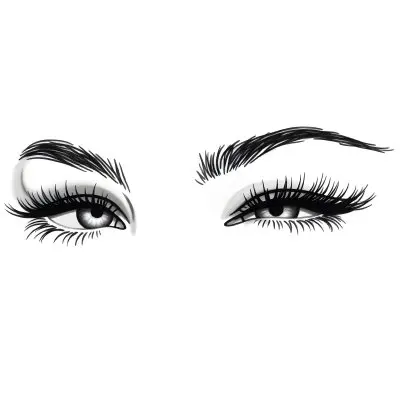 A Pair Of Eyes One Open And One Closed With Long Eyelashes And Defined Eyebrows In A Minimalist Style Isolated On A White Background 10 8bcc