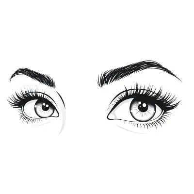 A Pair Of Eyes One Open And One Closed With Long Eyelashes And Defined Eyebrows In A Minimalist Style Isolated On A White Background 13 613e