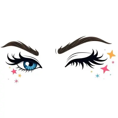 A Pair Of Eyes One Open And One Closed With Long Eyelashes And Defined Eyebrows In A Minimalist Style Isolated On A White Background 13 792d