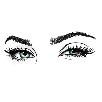 A Pair Of Eyes One Open And One Closed With Long Eyelashes And Defined Eyebrows In A Minimalist Style Isolated On A White Background 16 Efed