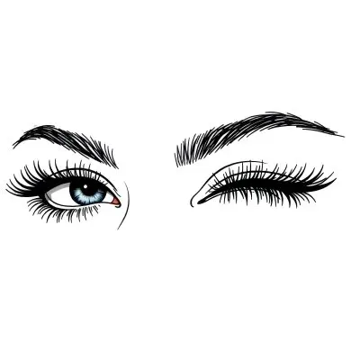 A Pair Of Eyes One Open And One Closed With Long Eyelashes And Defined Eyebrows In A Minimalist Style Isolated On A White Background 18 9bae