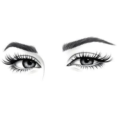 A Pair Of Eyes One Open And One Closed With Long Eyelashes And Defined Eyebrows In A Minimalist Style Isolated On A White Background 20 99da