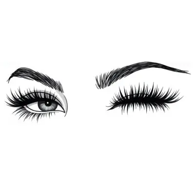 A Pair Of Eyes One Open And One Closed With Long Eyelashes And Defined Eyebrows In A Minimalist Style Isolated On A White Background 24 61ca