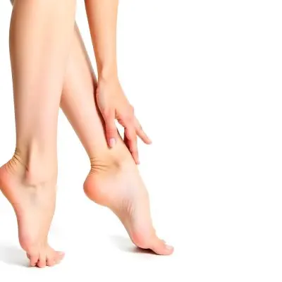 A Pair Of Fair Skinned Female Legs Around 25 Years Old With A Hand Touching The Ankle In A White Background 7 9f76
