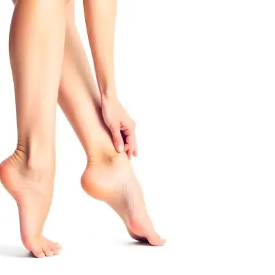 A Pair Of Fair Skinned Female Legs Around 25 Years Old With A Hand Touching The Ankle In A White Background 8 9f2b