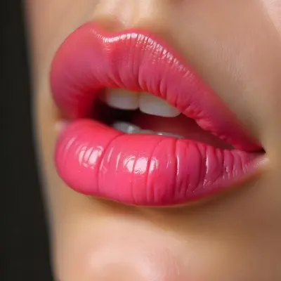 A Pair Of Pink Lips With A Shiny Gloss The Skin Around The Lips Is Light And Smooth The Background Is Blurred And Out Of Focus 33 B1c8