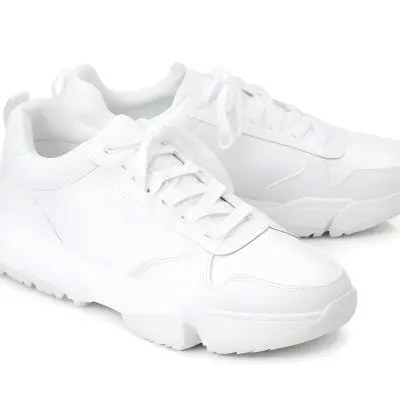 A Pair Of White Sneakers With White Laces White Sole White Background 13 Ed2c