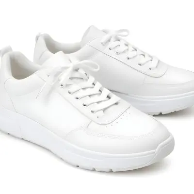 A Pair Of White Sneakers With White Laces White Sole White Background 14 2aad