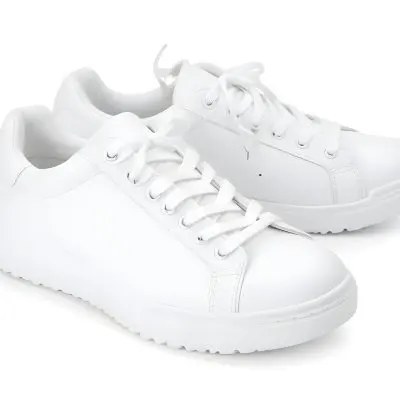 A Pair Of White Sneakers With White Laces White Sole White Background 18 5d60