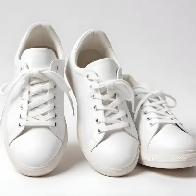 A Pair Of White Sneakers With White Laces White Sole White Background 8 6cc8