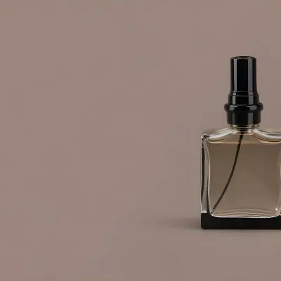 A Perfume Bottle With A Black Spray Nozzle On A Plain Black Background The Bottle Is Clear And Partially Filled With Liquid 19