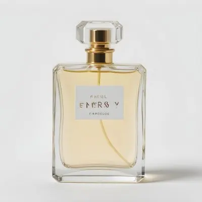 A Perfume Bottle With A Golden Cap And A Clear Glass Body Filled With A Clear Liquid On A White Background 13 0f24