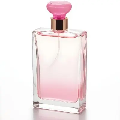 A Perfume Bottle With A Pink Cap And A Pink Liquid Inside In A White Background 1 Cac6