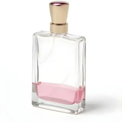 A Perfume Bottle With A Pink Cap And A Pink Liquid Inside In A White Background 37 55d7