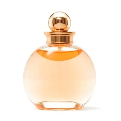 A Perfume Bottle With A Round Body And A Spherical Cap Filled With A Light Orange Liquid On A White Background 8 1d70