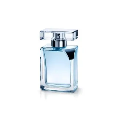 A Perfume Bottle With A Silver Cap And A Transparent Nozzle The Bottle Is Filled With A Light Blue Liquid White Background 6 Fed5