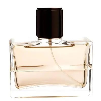 A Perfume Bottle With A White Cap Transparent Glass And A Light Brown Liquid Inside Isolated On A White Background 21 C8b7