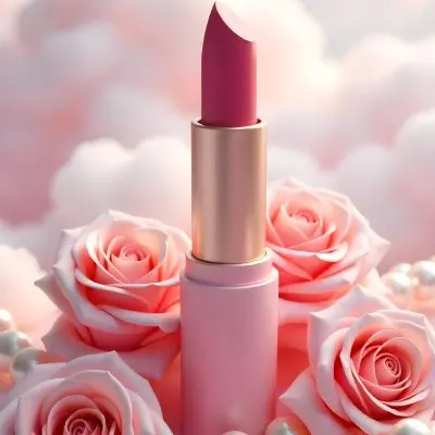 A Pink Lipstick In A Pink Tube Surrounded By Pink Roses And Pearls With A Background Of Pink Clouds 11 A3f3