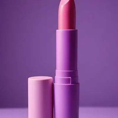 A Pink Lipstick With A Purple Tube Product Photography Centered Purple Background Beauty Product 1 04c6