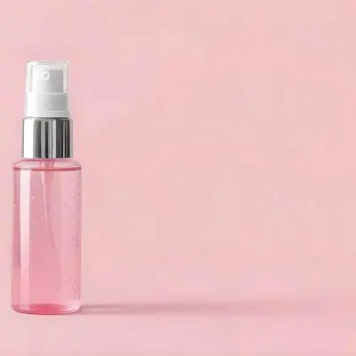 A Pink Spray Bottle With Silver Details And A Transparent Cap The Bottle Is Filled With A Pink Liquid With Silver Glitters Pink Background 40 E9e3
