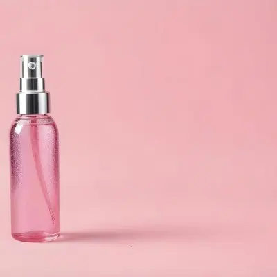 A Pink Spray Bottle With Silver Details And A Transparent Cap The Bottle Is Filled With A Pink Liquid With Silver Glitters Pink Background 46 4e76