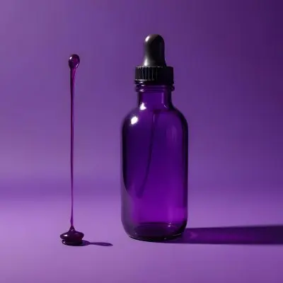 A Purple Glass Bottle With A Dropper On A Purple Background The Bottle Is Casting A Shadow To The Right 25 D8b5