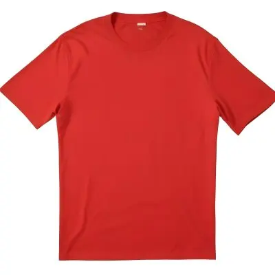 A Red Cotton T Shirt With Short Sleeves Round Neck And A Relaxed Fit Laid Flat On A White Background Showcasing Its Simple Design And Vibrant Color 36 762f