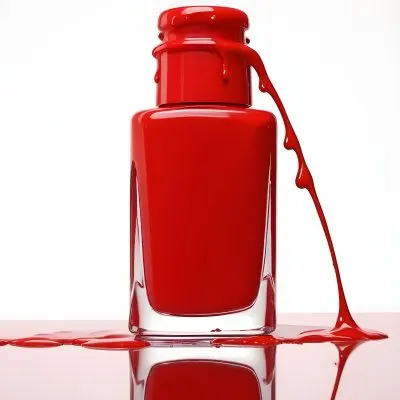 A Red Nail Polish Bottle With Nail Polish Dripping Down The Side On A Red Background 15 Ba1a