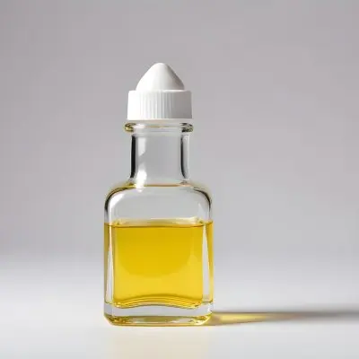 A Small Glass Bottle With A White Cap Filled With Yellow Liquid Isolated On A White Background Studio Shot Product Photography 8 F0d5