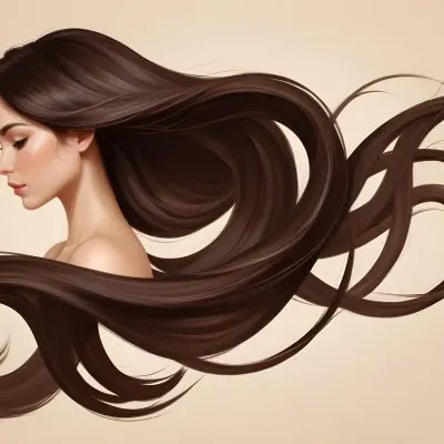 A Strand Of Long Dark Brown Hair With A Smooth Shiny Texture Flowing In A Gentle Curve Against A Plain Light Beige Background 12