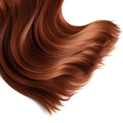 A Strand Of Long Wavy Auburn Hair Flowing And Catching The Light Creating Highlights And Shadows Isolated On A Clean White Background 10 3063
