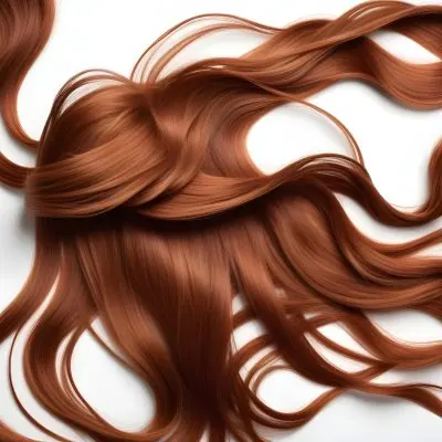 A Strand Of Long Wavy Auburn Hair Flowing And Catching The Light Creating Highlights And Shadows Isolated On A Clean White Background 13 F156