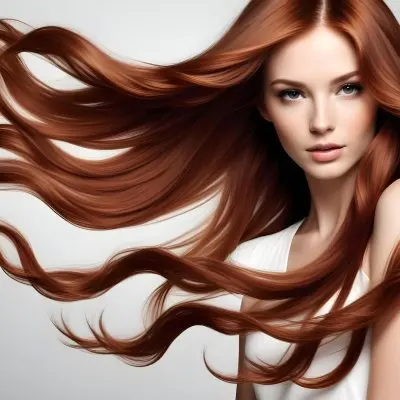 A Strand Of Long Wavy Auburn Hair Flowing And Catching The Light Creating Highlights And Shadows Isolated On A Clean White Background 33 1211