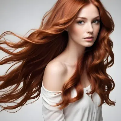 A Strand Of Long Wavy Auburn Hair Flowing And Catching The Light Creating Highlights And Shadows Isolated On A Clean White Background 9 81e6