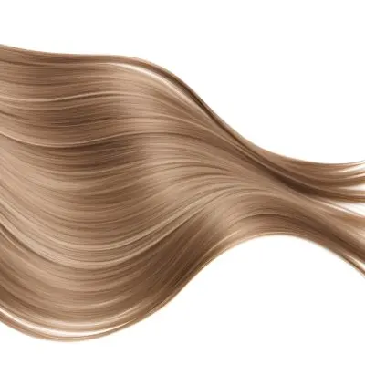 A Strand Of Long Wavy Light Brown Hair With Subtle Highlights Flowing And Curving Against A Plain White Background Showcasing Its Texture And Color 10