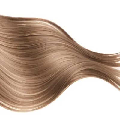 A Strand Of Long Wavy Light Brown Hair With Subtle Highlights Flowing And Curving Against A Plain White Background Showcasing Its Texture And Color 23 3f16