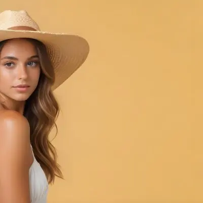 A Tanned White Woman 25 Years Old With A Straw Hat And White Dress In A White Background 10 964e