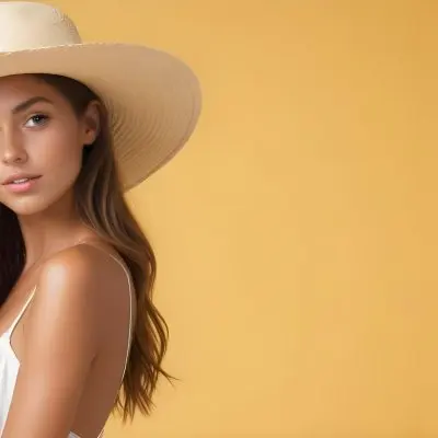 A Tanned White Woman 25 Years Old With A Straw Hat And White Dress In A White Background 7 9efd