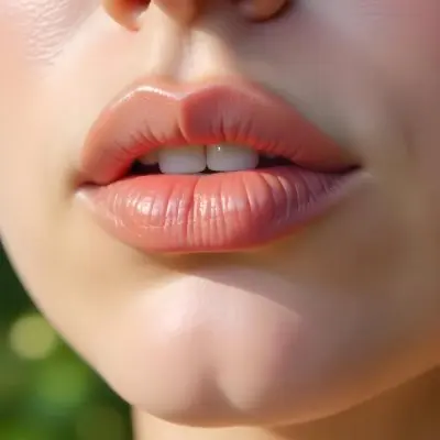 A White Woman 22 Years Old With Pink Lips And A White Lip Ring In A Garden 12 84ed