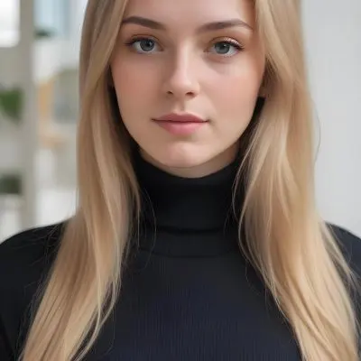 A White Woman 23 Years Old With Long Blonde Hair And Black Turtleneck Sweater In A Bright Indoor Environment 38 B306