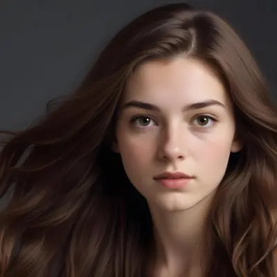 A White Woman 23 Years Old With Long Brown Hair In A Studio 4 8ed2