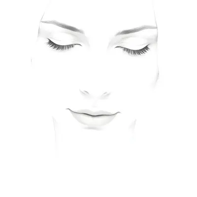 A White Woman 25 Years Old With Closed Eyes Dark Skin And Light Eyelashes In A White Background 11 976f