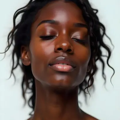 A White Woman 25 Years Old With Closed Eyes Dark Skin And Light Eyelashes In A White Background 19 9cd3