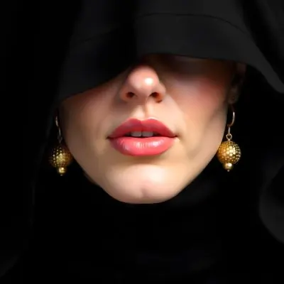 A White Woman 25 Years Old With Light Skin And Light Lips Wearing Golden Earrings Black Background 12 4ff8