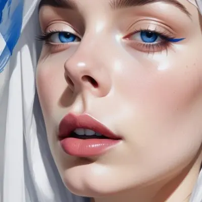 A White Woman Age 23 With Blue Lips And A White Veil Covering Her Eyes In A White Background 38 Bf13